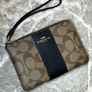 Coach Signature “C” Brown and Black Wristlet